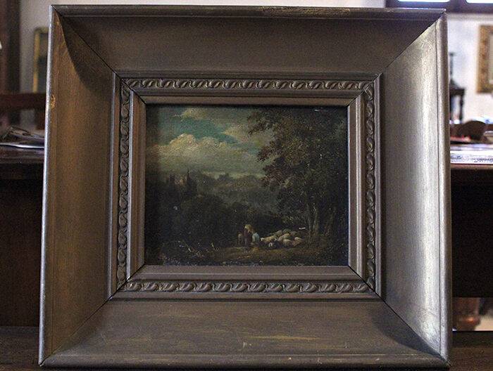 Dipinto paesaggio, olio su tela, 1800